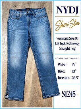 Sheri Slim Straight Leg NYDJ Jeans Light Wash Women's Size 10 Jeans S1245